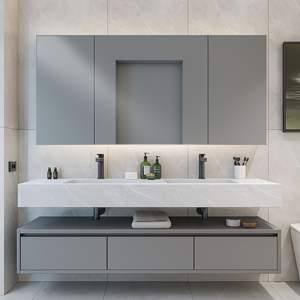 SANTOPOVA Modern One-Piece Sink Floating Bathroom <b>Vanity</b> | Wall Mounted <b>Vanity</b> with Storage Drawers - Product Image 4