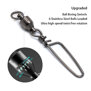 Рыболовный Вертлюг из нержавеющей стали, вертлюжный Соединитель с крючком, заклепки, штифт, шариковый подшипник, рыболовный крючок, набор снастей для приманки - Product Image 4