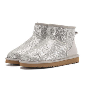Nouvelles <span class=keywords><strong>bottes</strong></span> de neige scintillantes pour femmes, tendance automne-hiver 2025, à enfiler, avec doublure en peluche chaude, design tendance Ug, bout rond - Product Image 4
