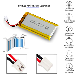 Batería Recargable de Iones de Litio Polímero CLY 103665 de 3000mAh y 3.7V con Conector JST - Product Image 2