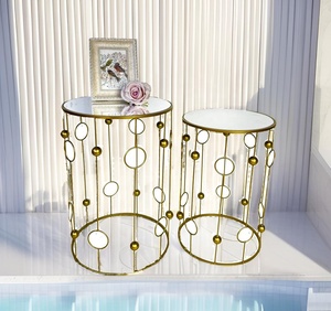 Lander lot de 2 tables basses rondes en métal personnalisées, dorées et décoratives, tables d'appoint modernes pour le salon, vente en gros - Product Image 4