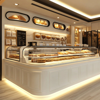 Mostrador de Exhibición M2 de Diseño Moderno en Beige para Tienda de Alimentos, Vitrina de Vidrio, Mostrador para Dulces, Mostrador para Panadería