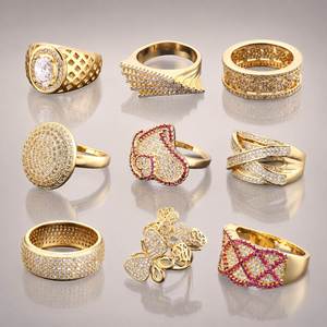 Bagues de mariage tendance en alliage plaqué or 18 carats avec zircon, 1 gramme, nouveau modèle pour femmes et unisexe (États-Unis) - Product Image 4