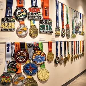 Medallón de carrera único con serigrafía personalizada, aleación de zinc con cinta de sublimación para medalla atlética icónica de maratón - Product Image 1