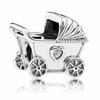 Breloques en argent sterling 925 style PandoraDXZ, perles sur le thème du voyage et de la nourriture, valise, poussette, breloque pour bracelet femme, bijoux