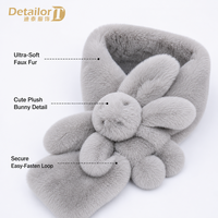 Écharpes d'hiver personnalisées en tricot chaud pour enfants, mignonnes, en peluche, lapin en fausse fourrure, longueur moyenne pour filles