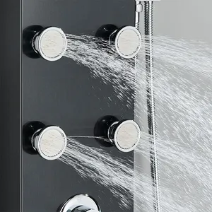 도매 블랙 LED 조명 샤워 수도꼭지 세트 욕실 스파 마사지 샤워 시스템 폭포 비 샤워 패널