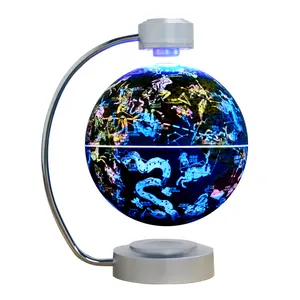 Novelty C Shape Led World Map Floating Globe with Led Lights for Desk Decoration