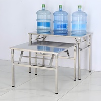 Table de Repas Carrée Pliante en Acier Inoxydable, Table de Mariage Pliable et Portable pour Extérieur/Intérieur, Maison, Restaurant, Banquet