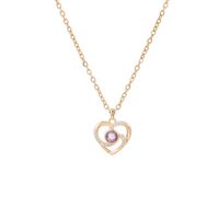 Collier personnalisé SLand en acier inoxydable plaqué or 18 carats avec projection de cœur, zircon, photo couleur parfaite pour les couples