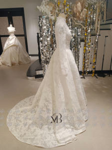 Милые Свадебные платья MW465 2025 роскошные женские свадебные платья с высоким воротом цвета слоновой кости кружевные мусульманские свадебные платья принцессы для торжественной вечеринки - Product Image 6