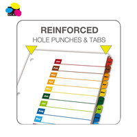 Nuevo diseño índice reforzado 3 Agujero lado tab papel separador con papel adhesivo