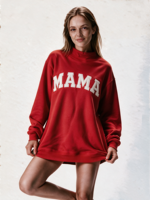Sweat-shirt à col montant pour femmes, longueur allongée, logo brodé personnalisé, coupe ample, décontracté