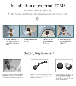 Độ chính xác cao bên ngoài <span class=keywords><strong>TPMS</strong></span> cảm biến Bluetooth 5.0 120psi phổ Xe áp suất lốp hệ thống giám sát với 2-năm Tuổi thọ pin - Product Image 5