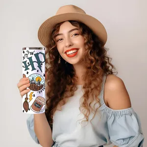 Autocollants de transfert DTF UV imperméables prêts à appliquer pour gobelets, motif Femme Noire Priante, 20OZ, pour gobelets droits et fins - Product Image 4