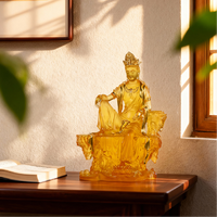 Statue de Bouddha en cristal pour la décoration de la maison, ornement Feng Shui, figurine de méditation pour bureau, cadeau, ornement en cristal