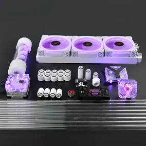 Syscooling blanc couleur PC kit de refroidissement par eau pour intel et AMD CPU 360mm radiateur en cuivre avec lumières RVB tube PETG refroidissement par eau