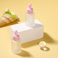 15ml 30ml 50ml grand bouchon à vis forme plate macaron rose bleu rouge noir flacon compte-gouttes en verre dépoli pour sérum de soin de la peau