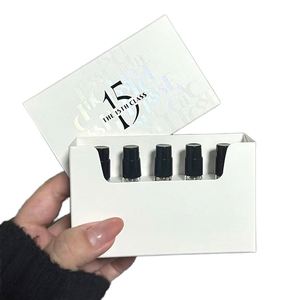 FX Holographic Logo <b>Drawer</b> Rigid Paper Slide Box 5pcs Perfume Sample Kit Fragrance Discovery <b>Set</b> Luxury Cosmetic Recycled - Product Image 1