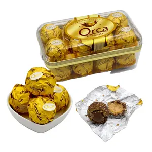 Chocolate importado de china, proveedor directo, etiqueta privada personalizada, tuerca, Bola de chocolate dorada