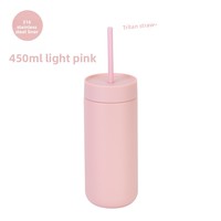 Nouvelle tasse isotherme en acier inoxydable 316 de 450 ml, double paroi sous vide, portable, corps droit, avec paille, grande capacité, idéale comme cadeau