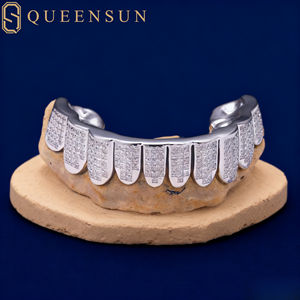 Queensun Bijoux De Mode Personnalisé Grillz Vvs Moissanite Dents Grillz Avec Baguette Ronde Brilliant Cut Hip Hop Diamant Grillz - Product Image 3