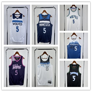 Presse à chaud personnalisée en gros Minnesota Timberwolves # 5 # 25 # Maillot de basketball unisexe en maille poly respirante à manches courtes pour adulte – Vente transfrontalière - Product Image 1