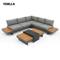 Moderno al aire libre de madera de teca Patio Jardín Set Mejor Nuevo Estilo Sofá Set para Hoteles Villas Parques Patios Salones