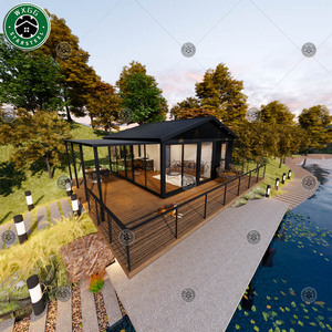 Cabaña Modular Prefabricada de Acero Ligero Metálico Negro con Toldo Lateral, Puerta Corredera Grande de Vidrio, Casa Pequeña para Oficina, Alojamiento o Ocio - Product Image 5