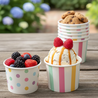 Gobelet à crème glacée jetable de luxe personnalisé avec logo, gobelet à crème glacée jetable avec couvercles, impression personnalisée, biodégradable, 4 oz