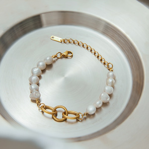 Pulsera de Perlas de Imitación con Cadena Dorada, Joyería para Mujer, Regalo, Origen Yiwu - Product Image 2