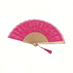 Abanico de Mano de Madera Ecológico de 23 cm al por Mayor con Tela de Encaje Pintado a Mano para Regalos Promocionales Románticos de Año Nuevo y Bodas - Product Image 4