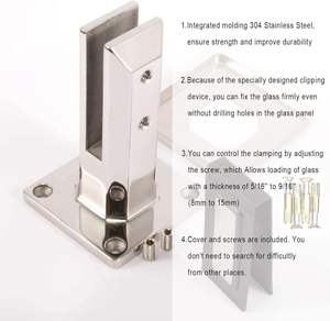 Serre-verre en acier inoxydable réglables à dos plat pour balustrade d'<span class=keywords><strong>escalier</strong></span>, couleur argent - Product Image 2