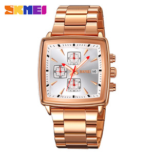 Skmei Square Men's Quartz Watch 30M Waterproof Chronograph Luminous Date Stainless Steel Bracelet - Product Image 5