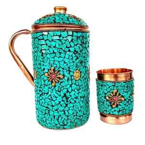 Ensemble de cruches en cuivre pur sophistiqué au fini antique avec un attrait vintage classique pour une vaisselle élégante d'un fournisseur indien - Product Image 3