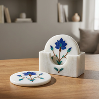 Ensemble de sous-verres en marbre incrusté faits à la main - Luxe, écologique et durable, décoration portable pour la maison et la salle à manger