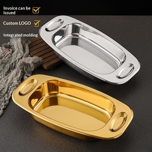Plat de service <span class=keywords><strong>rectangulaire</strong></span> profond, style coréen minimaliste, polyvalent, à double poignée, fond plat, pour poisson grillé, pot sec commercial et écrevisses - Product Image 2
