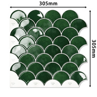 Azulejos Adhesivos 3D con Diseño de Escamas de Pescado, Revestimiento de Pared Removible para Cocina, Color Verde