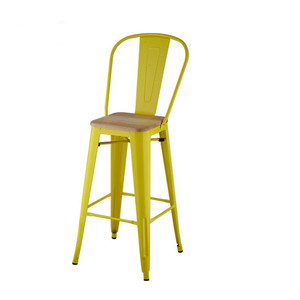 Taburete de bar <span class=keywords><strong>con</strong></span> <span class=keywords><strong>respaldo</strong></span> grande, silla Industrial vintage de madera y metal, barato de fábrica - Product Image 2