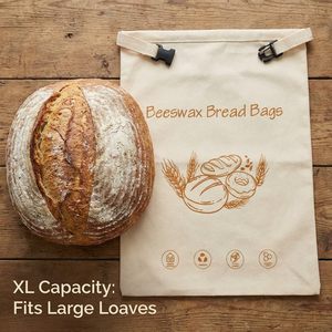 ถุงเก็บขนมปังทำจากผ้าฝ้ายเคลือบขี้ผึ้ง XL สำหรับขนมปังโฮมเมด ซาวโดว์ ถุงเคลือบขี้ผึ้งธรรมชาติแบบใช้ซ้ำได้สำหรับขนมปังสด - Product Image 6