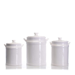 Bianco di formato personalizzato smaltato tè di caffè di zucchero sale da cucina barattolo di archiviazione di <span class=keywords><strong>ceramica</strong></span> per la decorazione - Product Image 2