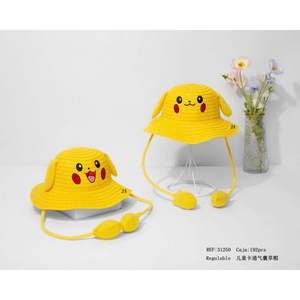 Sombrero de paja ajustable para niños de Pikachu, sombrero de paja amarillo con dibujos animados para uso en exteriores, sombrero para niños de primavera y verano - Product Image 1