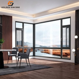 หน้าต่างบานเปิดอลูมิเนียมกรอบดำแบบกำหนดเอง GS Foshan Triple Glass พร้อมมุ้งลวดแบบพับเก็บได้ในตัว - Product Image 2
