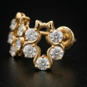 Boucles d'oreilles clous en diamant de qualité supérieure, 5 carats, pour femmes, bijoux fins avec fermeture robuste, parfaites pour les oreilles sensibles - Product Image 3