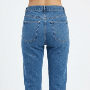 Jeans de Mezclilla de Algodón para Hombre, Corte Recto, Lavado Oscuro, Cintura Alta, Ajuste Regular, Estilo Casual, Transpirables, Ecológicos, para Otoño, a Bajo Precio - Product Image 6