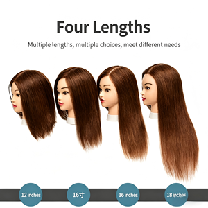 Tête de mannequin féminine avec cheveux humains 100% réels pour la coiffure, la coupe, la coloration et le stylisme professionnels - Product Image 3