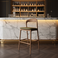 Chaise de bar moderne en bois massif avec accoudoirs fixes, légère et stable pour la maison, l'extérieur et l'hôtel