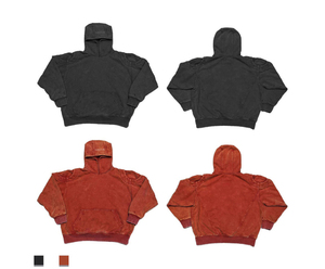 Sweat à capuche vintage en molleton épais et rigide, délavé à l'acide, effet vieilli, avec patchs et éclaboussures de peinture, style streetwear - Product Image 2