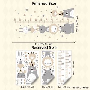 Cartoon Animal Height Chart Sticker Self-Adhesive PVC <b>Wall</b> <b>Decal</b> for Kids Room <b>Nursery</b> & Kindergarten 50-150cm Measurement - Product Image 3