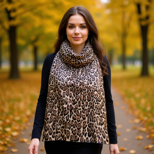 Sciarpa Lunga in Broccato con Stampa Leopardata 90x180Cm Accessorio di Moda per Donne - Product Image 3